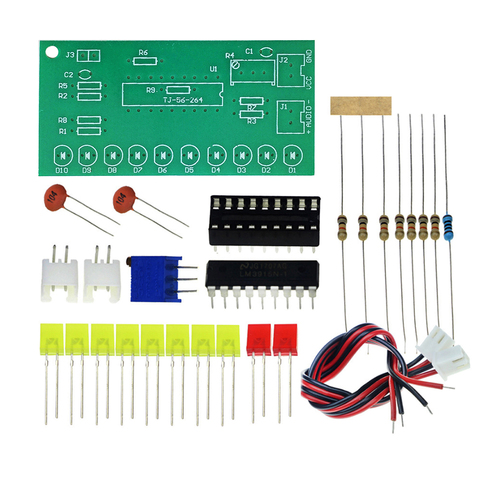 Analyseur de spectre Audio et sonore à 10 LED, Kit d'indicateur de niveau, Kit de pratiques de soudage électrolytique, laboratoire, LM3915 DC 9V-12V ► Photo 1/1