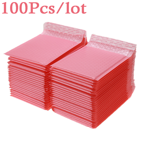 100 pièces bulle Mailers enveloppes rembourrées perle film cadeau présent courrier enveloppe sac pour livre Magazine doublé Mailer auto joint rose ► Photo 1/6