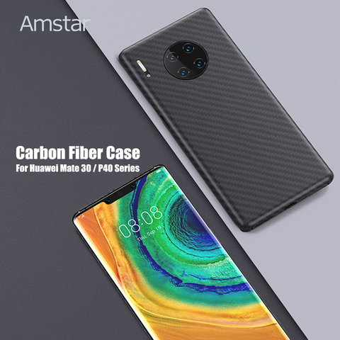 Amstar étui de téléphone en Fiber de carbone véritable pour Huawei Mate 40 30 Pro 40RS P40 Pro Plus P30 Pro étui de protection en Fiber de carbone pur Ultra-mince ► Photo 1/6