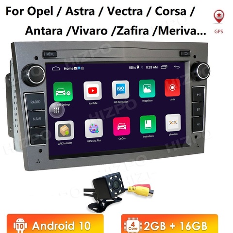 AutoRadio Android 10, lecteur multimédia, DVD, GPS, 2 Din, sans DVD, pour voiture Astra Meriva, Vectra, Antara, Zafira, Corsa, Vauxhall ► Photo 1/6