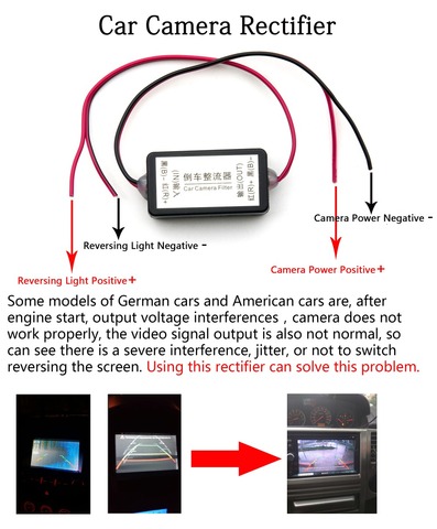 Caméra de recul pour voiture, avec relais d'alimentation 12V DC, condensateur, filtre, redresseur de connecteur ► Photo 1/6