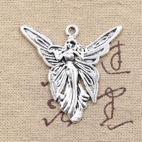 Pendentifs papillon ange féerique, 38x37mm, Bronze Antique couleur argent, DIY-bricolage pour ses découvertes, bijoux tibétains faits à la main, 10 pièces ► Photo 1/3