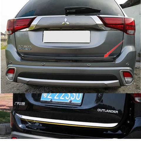 Garniture de couverture de fond de porte arrière en acier inoxydable, accessoires de voiture pour Mitsubishi Outlander 2013 – 2022 ► Photo 1/6