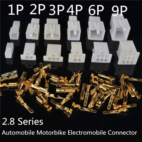 Ensemble de 5 connecteurs de fils électriques mâle et femelle, 2.8mm, 1, 2, 3, 4, 6, 9, 12 broches, kit de bornes de connecteurs pour moto, ebike, voiture, 2.8 ► Photo 1/4