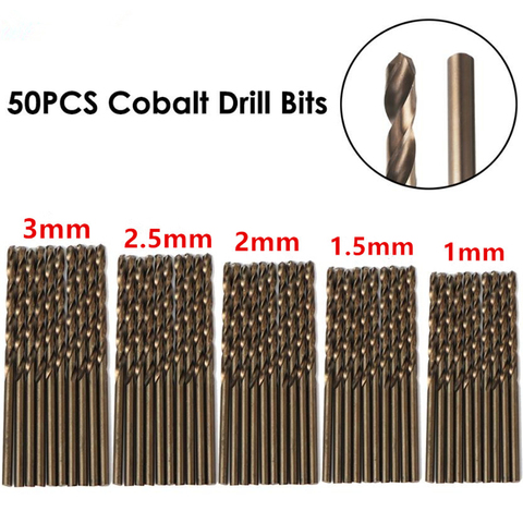 50 pièces 1/1.5/2/2.5/3mm M35 HSS-CO foret hélicoïdal au Cobalt pour le forage des aciers inoxydables à haute résistance ► Photo 1/6