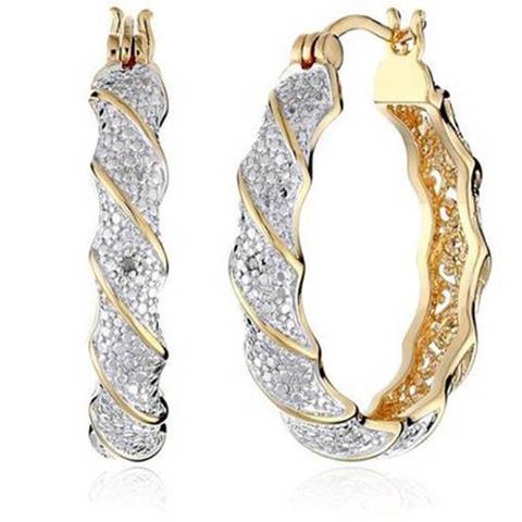 Boucles d'oreilles torsadées en cuivre, boucles d'oreilles rondes en Zircon pavé, boucles d'oreilles rondes, bijoux de fête, 2.7cm ► Photo 1/6