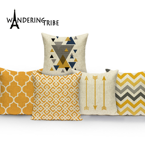 Nordique Simple coussins Case jaune rayure maison décorative taies d'oreiller ligne coussin couvre oreillers couvre canapé-lit housse de coussin ► Photo 1/6