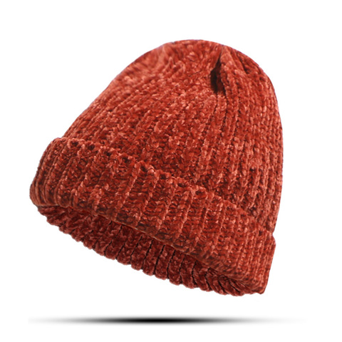 Bonnet épais en maille Chenille pour l'hiver, mignon, décontracté, couleur unie, Skullies, Ski ► Photo 1/6