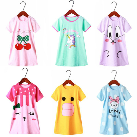 Vêtements d'été en coton pour filles | Pyjamas, robe de nuit modèle licorne, vêtements pour bébés filles, vêtements de nuit pour enfants ► Photo 1/6