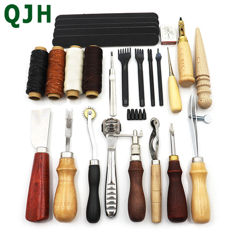 Kit d'outils d'artisanat du cuir, bricolage, couture, poinçonnage, sculpture, selle de travail, accessoires d'artisanat du cuir, kits d'outils à main ► Photo 1/6