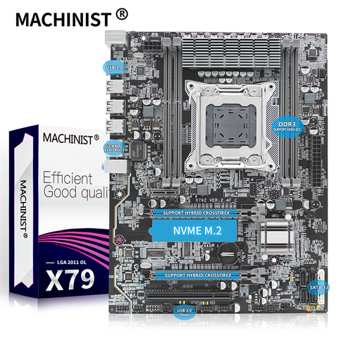 MACHINIST-carte mère pour bureau X79, carte mère LGA 2011 ATX, prise en charge Xeon E5 V1 et V2, carte mère, surverrouillage DDR3 ECC, carte mère X79 2.4F ► Photo 1/6