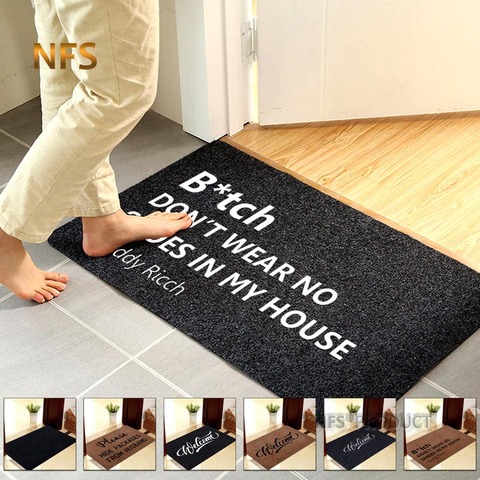 Tapis de porte d'entrée décoratif 40x60cm Polyester noir marron TPR caoutchouc tapis de sol antidérapant tapis de bienvenue ► Photo 1/1