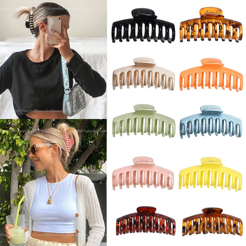 Offre Spéciale couleur unie pince à griffes grande Barrette crabe cheveux griffes bain pince queue de cheval pince pour femmes filles cheveux accessoires cadeau ► Photo 1/6