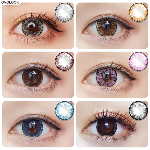 Lentilles de Contact colorées pour yeux, OVOLOOK-2pcs/paire, pour fille, cosmétique, série 6 tons, diamètre 14.5mm ► Photo 1/6