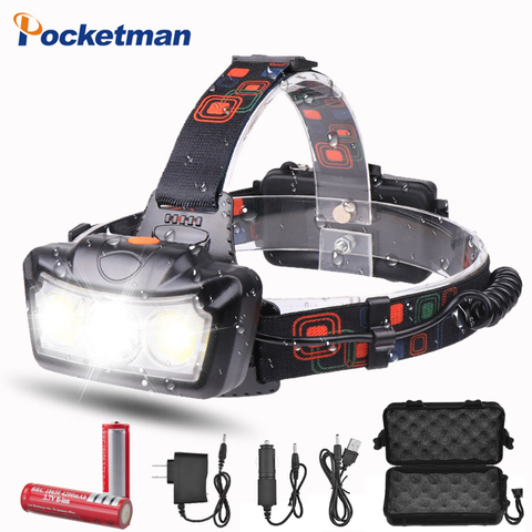 Lampe frontale led COB, lumière super lumineuse étanche, lampe frontale, T6 ► Photo 1/6