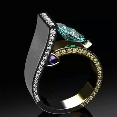 Luxe bleu cristal Zircon anneaux de mariage pour les femmes temps moderne promesse amour bagues de fiançailles bijoux 2022 nouveau Z3P340 ► Photo 1/2