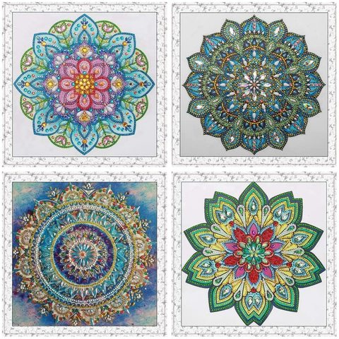 Kits de peinture diamant Mandala en forme spéciale, peinture sur toile pour adultes et enfants, taille de la toile 11.8 ''x 11.8'' ► Photo 1/6