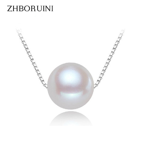 ZHBORUINI-collier de perles pour femmes, en argent Sterling 2022, naturel, pendentifs de perles d'eau douce, cadeau 925, 8-9mm ► Photo 1/6