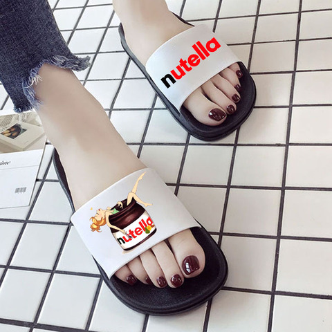 Nutella-pantoufles de plage pour femmes, tongs à la mode, sandales d'été, antidérapantes ► Photo 1/6