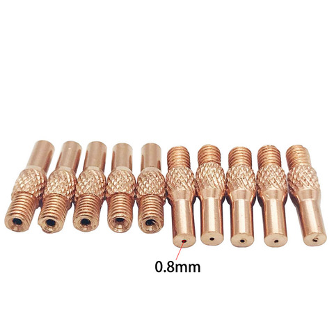 Pointes de Contact pour pistolet de soudage MIG, 0.8mm, 10 pièces, pistolet à bobine, poussoir, tirer, alimentation, torche ► Photo 1/6