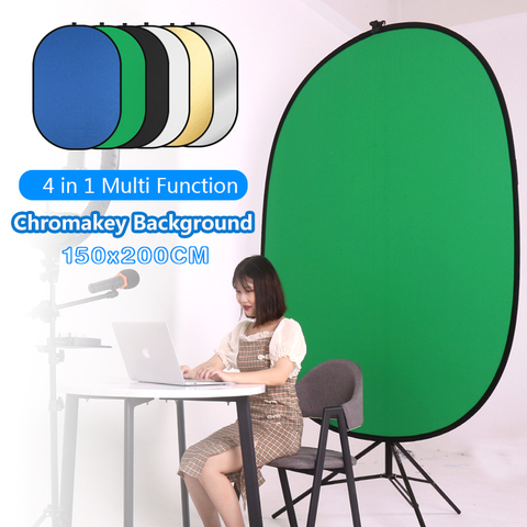 GSKAIWEN 150*200CM 4 en 1 photographie réflecteur Portable Chromakey toile de fond vert écran arrière-plan pour YouTube vidéo ► Photo 1/6