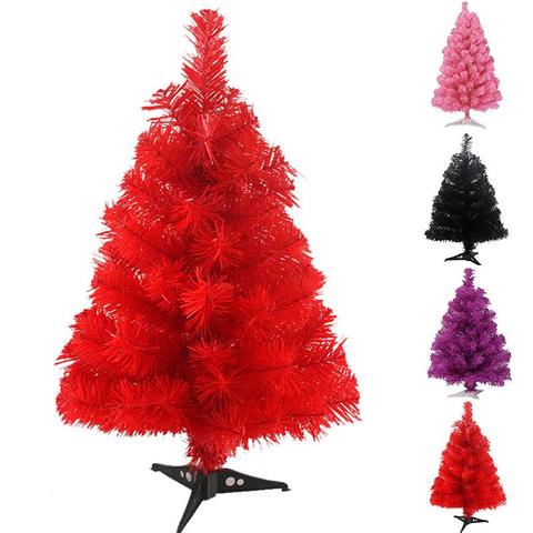 Xams-Mini arbre de noël rouge artificiel | 60cm, avec Base pour support en plastique, pour décoration de fête de noël à domicile ► Photo 1/6