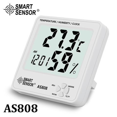 Hygromètre haute précision thermomètre horloge température humidité mètre testeur Station météo calendrier et horloge alarme AS808 ► Photo 1/6