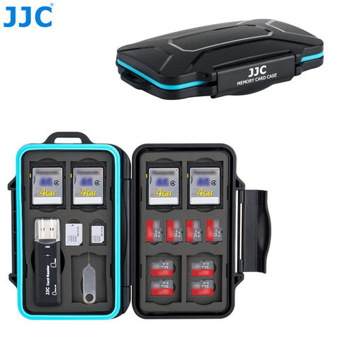 JJC – étui rigide pour carte mémoire, peut stocker SD x 7,TF x 16,Micro SIM x 2,Nano SIM x 2 pour Canon Nikon Sonyi Olympus avec lecteur de carte ► Photo 1/6