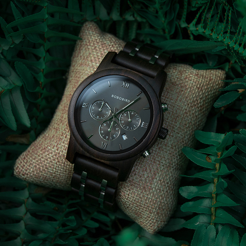 BOBO BIRD – montre-bracelet en bois pour hommes, Top de luxe, à Quartz, chronographe militaire, OEM, cadeau de noël ► Photo 1/6