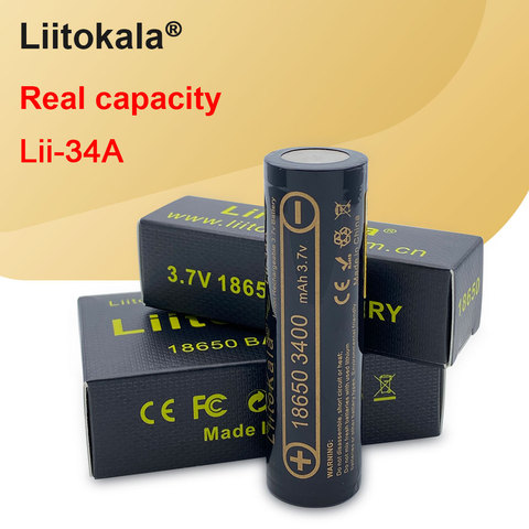 Liitokala – batterie rechargeable 100% pour MP3, lampe de poche, torches, lampe, Lii-34A mAh, 34a, 3.7v 18650, 3400 ► Photo 1/5