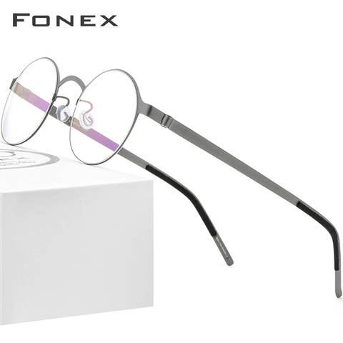 FONEX lunettes à la main cadre hommes Vintage rond sans vis lunettes optiques Prescription marque concepteur lunettes femmes 98626 ► Photo 1/6