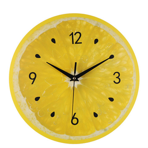 Horloge murale moderne pour fruits au citron jaune à chaux, décoration de la maison pour salon, style Tropical ► Photo 1/6