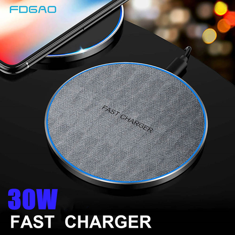 Chargeur sans fil rapide 30W, tapis de charge à induction pour Samsung S20 S10 S9 Note 9 10 20 Qi, iPhone 12 11 Pro XS Max XR X 8 Plus ► Photo 1/6