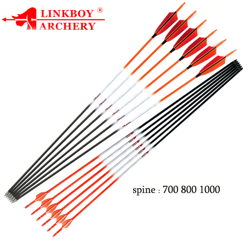 6/12 PIÈCES Linkboy Tir À L'arc Flèches De Carbone ID4.2mm Colonne Vertébrale 700-1000 80gr Cible Conseils Recurve Arc À Poulies Accessoires De Tir ► Photo 1/6