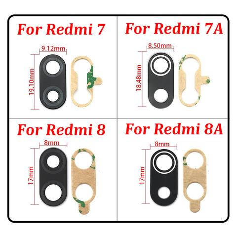 Lentille de caméra arrière avec autocollant, pièces de rechange pour Xiaomi Redmi 6A 6 7 7A 8 8A 9 9A 9C Note 8 9 Pro Max 9S ► Photo 1/6