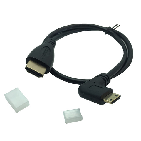 Câble HDMI 1080p 3D adaptateur HDMI vers Mini HDMI plaqué or prise HDMI C à angle droit pour caméra moniteur projecteur ordinateur portable TV 0.5M ► Photo 1/4