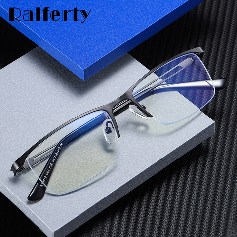 Ralferty qualité hommes lunettes cadre mâle Anti-éblouissement bleu lumière lunettes pour ordinateur métal Rectangle optique lunettes cadre D5916 ► Photo 1/6