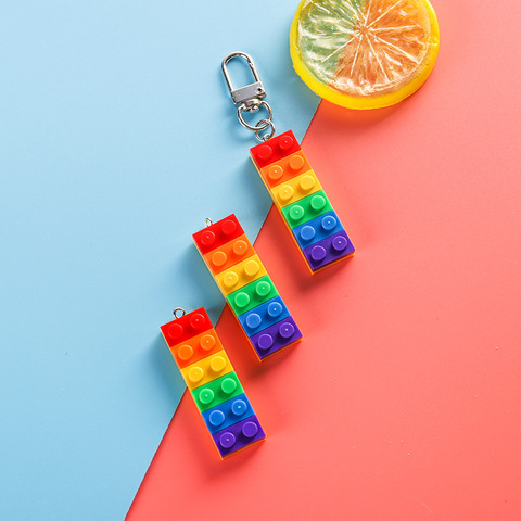 Blocs de construction arc-en-ciel en résine pendentif à breloques, 10 pièces, pour boucle d'oreille porte-clés, accessoires de bijoux de mode ► Photo 1/6