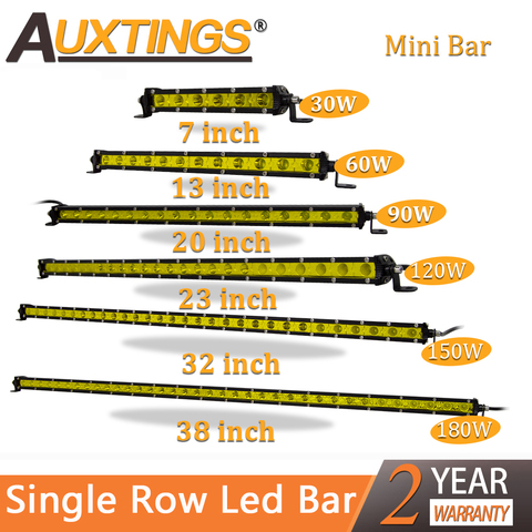 Auxtings-lumière de conduite Super Slim, rangée simple, jaune, lumière Led barre, pour SUV tout terrain, 7 