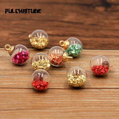 Lot de 10 breloques en boule de verre transparente, 6 couleurs, 16mm, pendentif avec boîte pour Bracelet, collier, bijoux, fabrication de boucles d'oreilles, DIY ► Photo 1/6