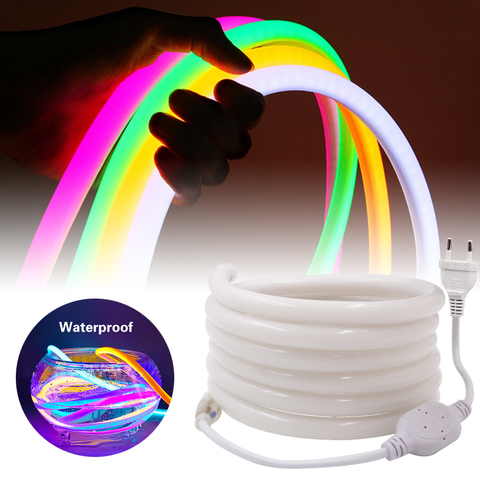 360 rond néon lumière Led bande 220V 120LED 2835 Tube Flexible corde lumières étanche vacances maison décoration 1m 10m 20m 50m 100m ► Photo 1/6