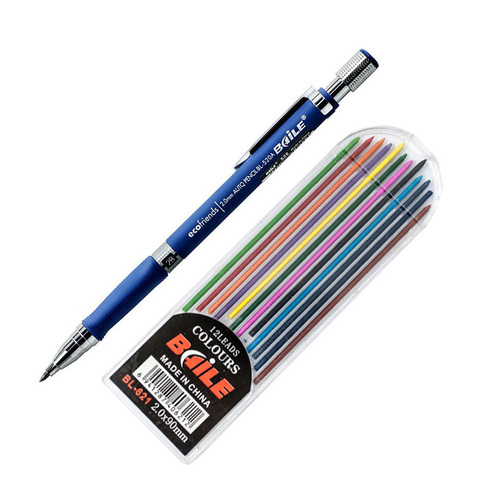 Ensemble de crayons mécaniques créatifs 2B automatique de 2.0mm, 12 pièces avec crayons gris/colorés pour le dessin, papeterie ► Photo 1/6