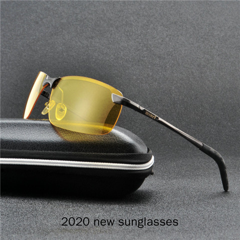 NX – lunettes de conduite polarisées en aluminium, Anti-éblouissement, pour la Vision nocturne, de haute qualité, jaunes, pour hommes ► Photo 1/3