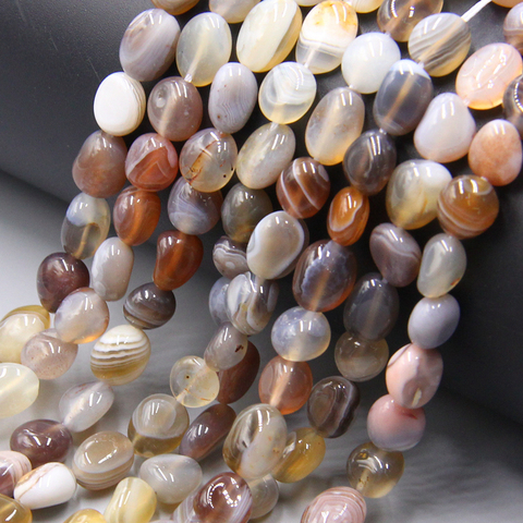 Perles naturelles d'agates ovales du Botswana, forme libre irrégulière, 6-8mm, perles amples, pour la fabrication de bijoux, vente en gros ► Photo 1/4