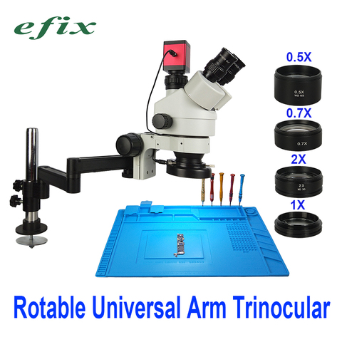 Microscope trinoculaire stéréo à Zoom continu, support universel à bras rotatif 13MP 3.5 – 90x, caméra HDMI VGA, outil de réparation de soudage de téléphones ► Photo 1/6