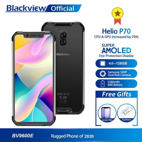 Blackview BV9600E nouveau téléphone portable étanche Helio P70 Android 9.0 4GB RAM 128GB ROM 6.21 