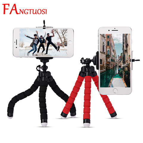 FANGTUOSI Mini éponge Flexible pieuvre trépied pour IPhone xiaomi pliable téléphone portable Smartphone trépied pour Gopro 8 7 caméra ► Photo 1/6