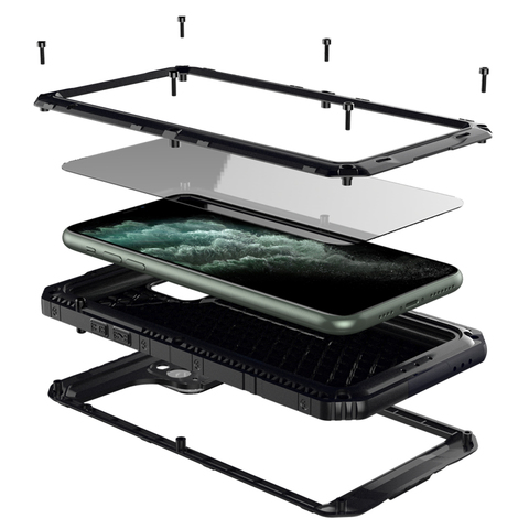 Luxe IP68 étanche à L'eau En Aluminium En Métal pour iPhone 11 Pro Max XR X 6 6S 7 8 Plus X Max Antichoc Housse Imperméable ► Photo 1/6