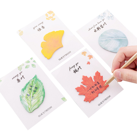 Autocollant feuille plante naturelle mignon Kawaii, bloc-notes adhésif pour planificateur de bureau, papeterie de décoration fournitures scolaires ► Photo 1/6