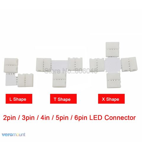 5 pcs/lot LED bande coin connecteur 2pin 3pin 4pin 5pin 6pin L forme/T forme/X forme soudure sans soudure facile connecteur ► Photo 1/1